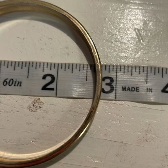 Retro-1990s-gold tone with blue sapphire like druzy bangle bracelet - Picture 7 of 8